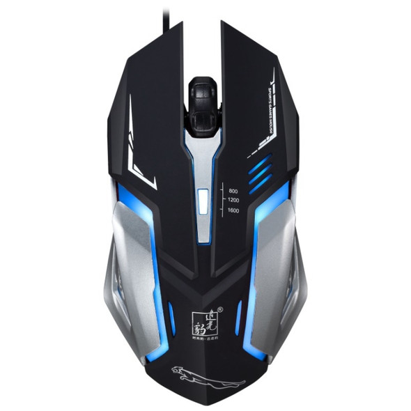 Chasing Leopard K1 USB 1600DPI Three-speed Adjustable LED Backlight Mute Wired Optical Gaming Mouse, Length: 1.3m(Black)