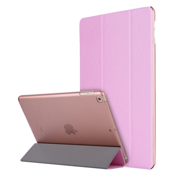 For iPad 10.2 inch Silk Texture Horizontal Flip Magnetic PU Leather Case, with Three-folding Holder & Sleep / Wake-up Function(Pink)