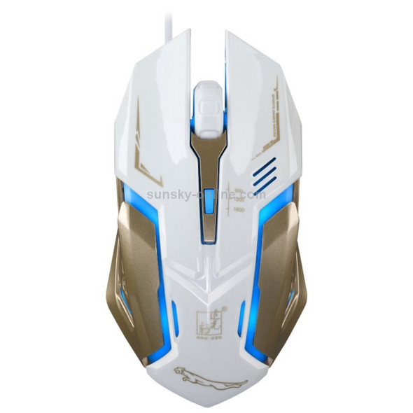 Chasing Leopard K1 USB 1600DPI Three-speed Adjustable LED Backlight Mute Wired Optical Gaming Mouse, Length: 1.3m(White)