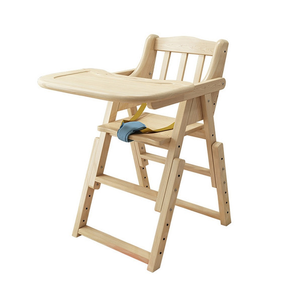 Baby High Chair Baby Feeding Eating Dinning Chair Wooden Portable Chair Foldable Adjust Height Seat(Wood color)