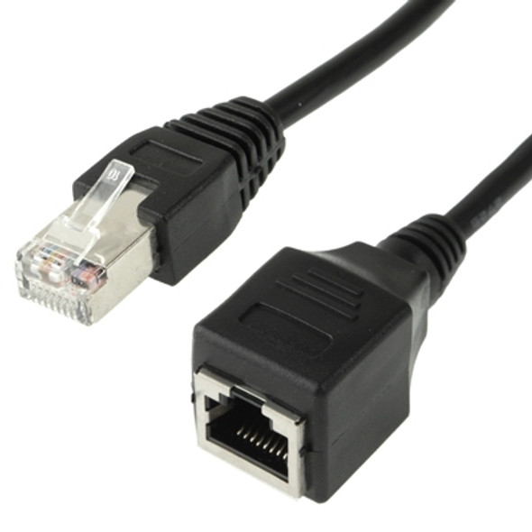 RJ45 Female to Male Cat Network Extension Cable, Length: 30cm(Black)