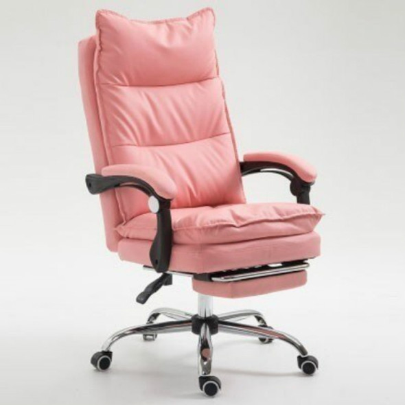 Office E-sports Game Chair Ergonomic Synthetic Leather Recliner with Steel Feet(Pink)