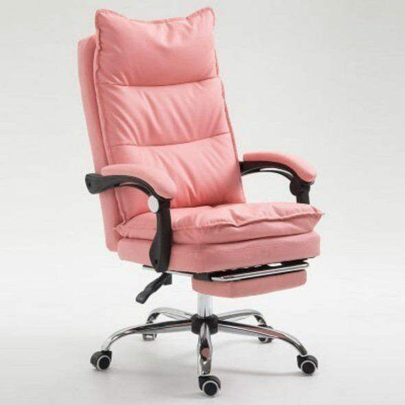 Office E-sports Game Chair Ergonomic Synthetic Leather Recliner with Steel Feet(Pink)