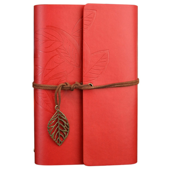 Creative Retro Autumn Leaves Pattern Loose-leaf Travel Diary Notebook, Size: L (Red)