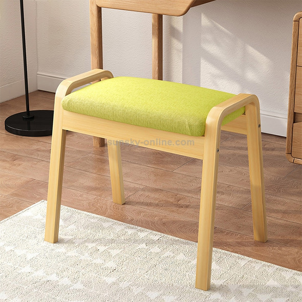 Modern Minimalist Makeup Stool Bedroom Solid Wood Chair Home Bench(Wood Grass Green)