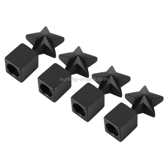 4 PCS Star Shape Gas Cap Mouthpiece Cover Tire Cap Car Tire Valve Caps (Black)