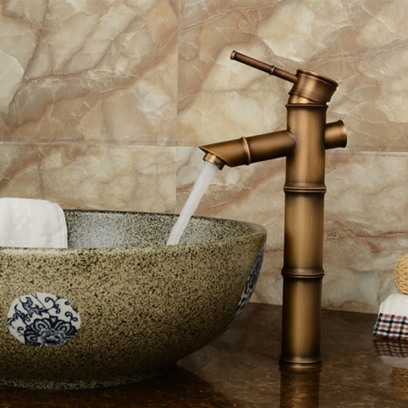 Antique Retro Hot Cold Water Bathroom Counter Basin Bamboo Waterfall Basin Copper Faucet, Specifications:Early 3 Knots