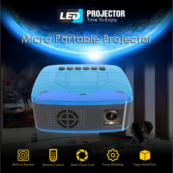 U20 500ANSI Lumens 1080P LCD Technology Mini Portable HD Theater Projector, Support TF, HDMI, AV, USB(Blue)