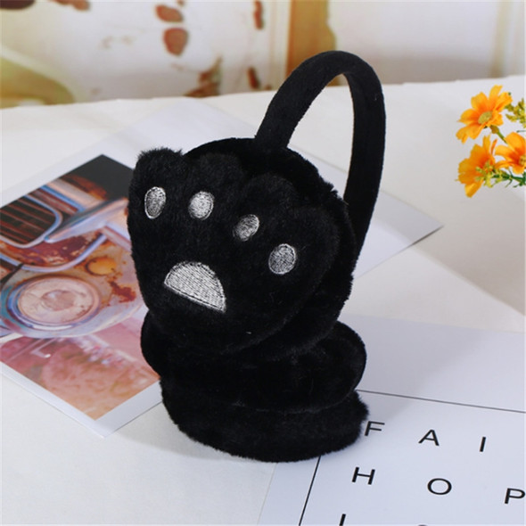 6 PCS Children Retractable Cute Bear Palm Shaped Plush Warm Earmuffs Ear Protector(Black)