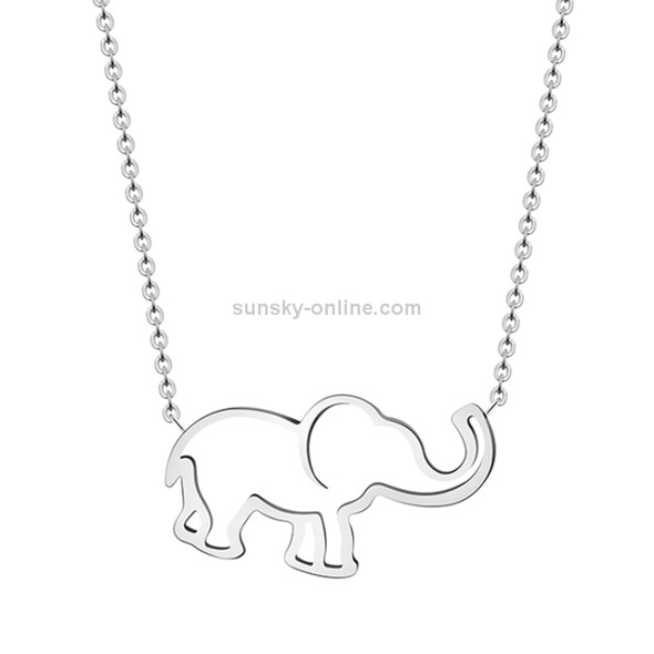 3 PCS Women Stainless Steel Origami Elephant Pendant Necklaces(Silver-color)