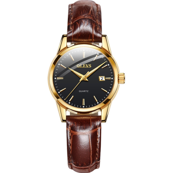 OLEVS 6898 Women Fashion Waterproof Dual Calendar Quartz Watch(Brown Black)