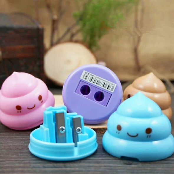 2 PCS Double Hole Stationery Cute Pencil Sharpeners Funny Emoji Poop Student Kids Gift School Supplies, Random Color