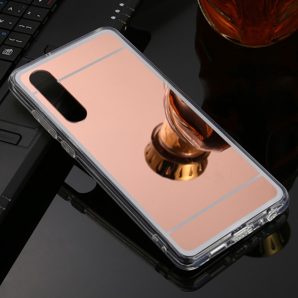 For Huawei P30 TPU + Acrylic Luxury Plating Mirror Phone Case Cover(Rose Gold)