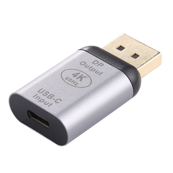 Type-C / USB-C Female to Big DP Male Aluminium Alloy Adapter (Silver)