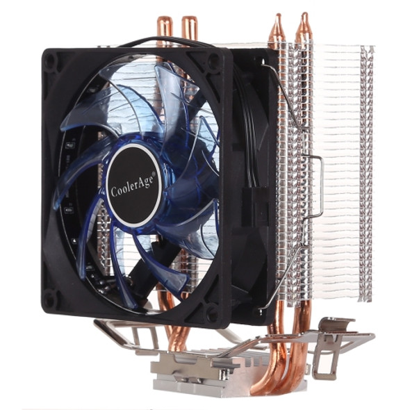 LED CPU Cooler Pure Copper Double Heat Pipe CPU Radiator CPU Fan, with Blue Light