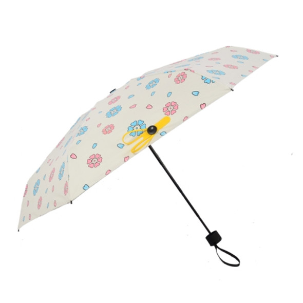 Manual Colorful Outdoor Sunny And Rainy Pongee Folding Umbrella Printed With Petals, Plaid, Leaves, Little Bear Design(petals style)