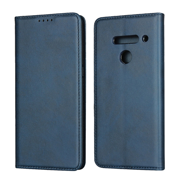 For LG V50 ThinQ Calf Texture Magnetic Horizontal Flip Leather Case with Holder & Card Slots & Wallet(Blue)