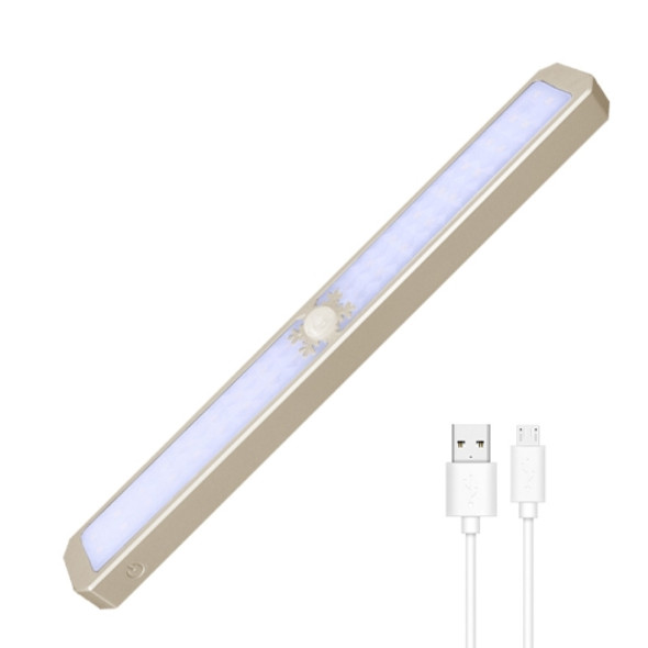 LED Intelligent Human Body Sensor Light USB Free Wiring Long Cabinet Wardrobe Light, Light color: Gold 1 x Lamp