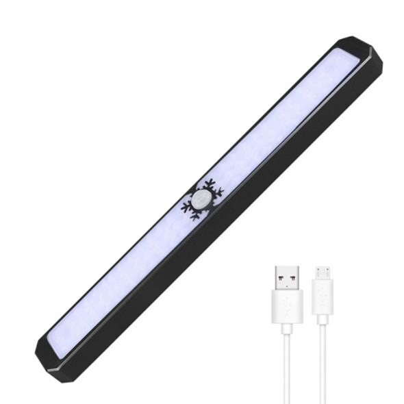 LED Intelligent Human Body Sensor Light USB Free Wiring Long Cabinet Wardrobe Light, Light color: Black 1 x Lamp