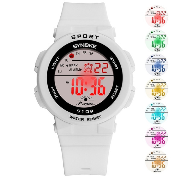 SYNOKE 9109 Student Multifunctional Waterproof Colorful Luminous Electronic Watch(White)