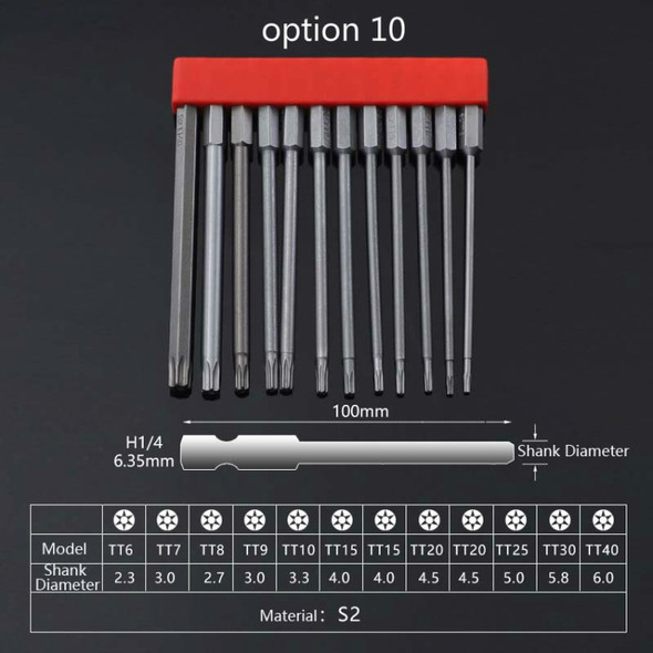 12 PCS / Set Screwdriver Bit With Magnetic S2 Alloy Steel Electric Screwdriver, Specification:10