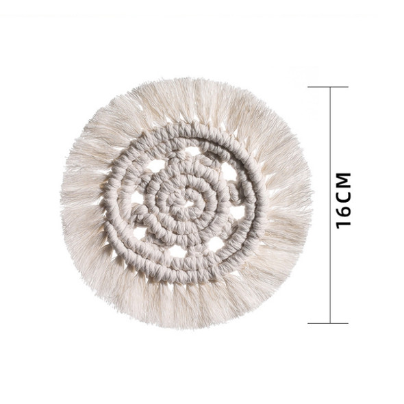 Pure Hand-woven Cotton Rope Round Dream Catcher Shape Placemat Insulation Pad Bowl Mat Tassel Creative Coaster