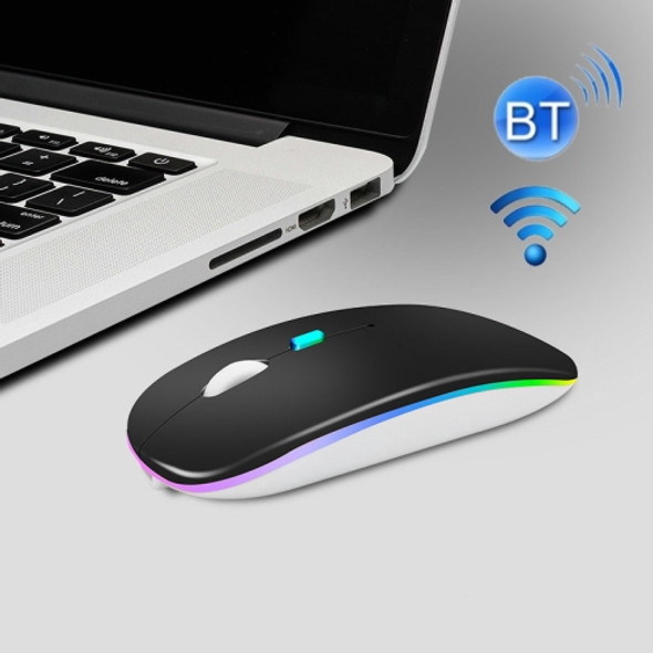 Y20 4 Keys Colorful Glow Charging Mute Mouse Notebook Game Wireless Mouse, Colour: 2.4G + Bluetooth (Black)