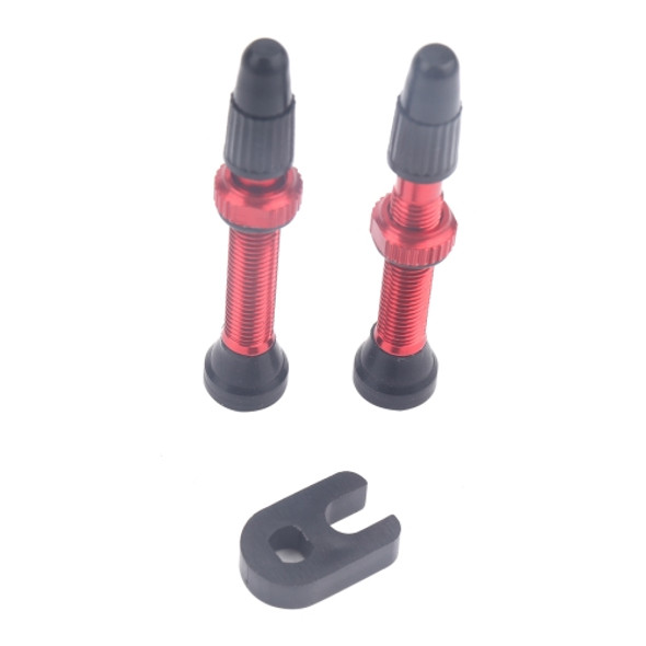 A5591 2 PCS 40mm Red French Tubeless Valve Core with A-type Wrench for Road Bike