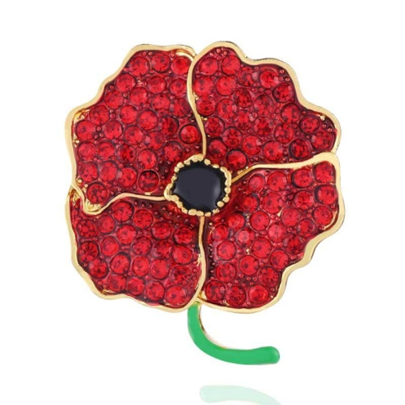 3 PCS Poppy Flower Brooch With Diamonds Red Paint Flower Brooch(B07125)