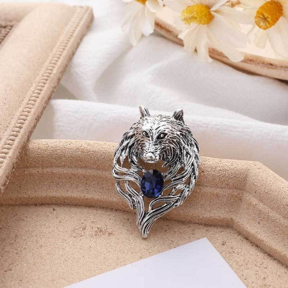 3 PCS Retro Wolf Head Brooches Creative Personality Animal Pin Men Suits Coat Badge Accessories(Silver )