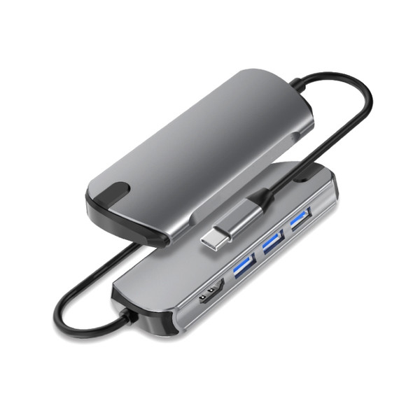 Basix T1904 4 In 1 Multi-function Type-C / USB-C HUB Expansion Dock (Grey)