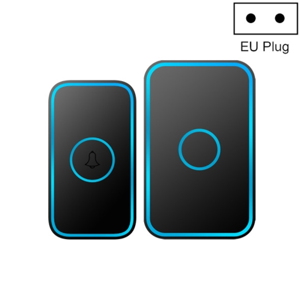CACAZI A78 Long-Distance Wireless Doorbell Intelligent Remote Control Electronic Doorbell, Style:EU Plug(Elegant Black)