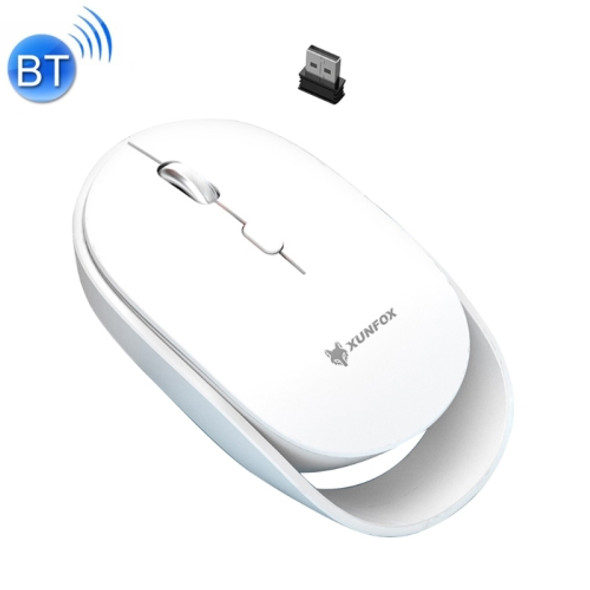 XUNSVFOX XYH60 1600 DPI 6-keys Charge Mute Wireless Mice, Colour: 2.4G+Bluetooth White