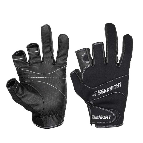 SeaKnight SK03 Fishing Gloves Waterproof Breathable Lure Anti-skid Wear-resistant Fishing Equipment, Size:XL (Black)