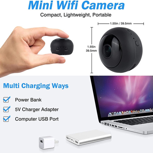 A12-5G 1080P Home Mini HD Infrared Night Vision 5G WiFi Video Camera with 64GB Memory Card (Black)