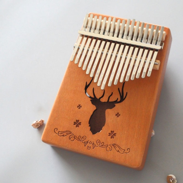 17-tone Kalimba Portable Thumb Piano, Style:Mahogany-Classic Deer