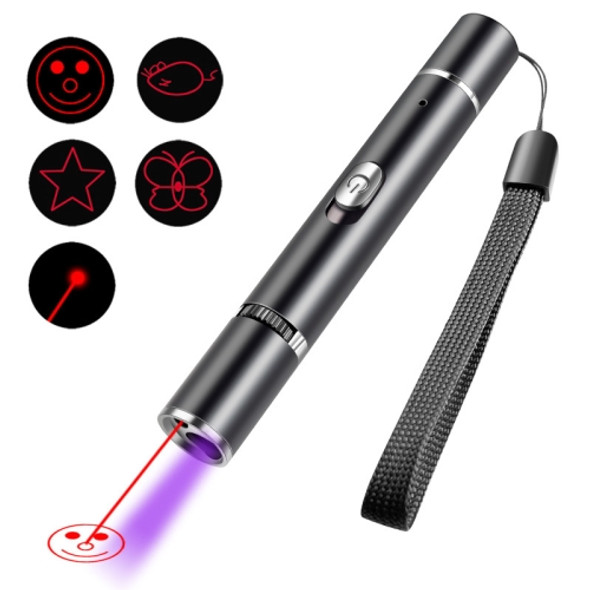 USB Rechargeable Laser Pattern Funny Cat Flashlight With Woods Purple Light Detection Lamp(Black)