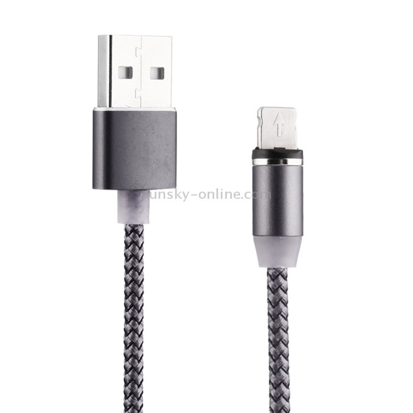 360 Degree Rotation 1m Weave Style 8 Pin to USB 2.0 Strong Magnetic Charger Cable with LED Indicator, For iPhone XR / iPhone XS MAX / iPhone X & XS / iPhone 8 & 8 Plus / iPhone 7 & 7 Plus / iPhone 6 & 6s & 6 Plus & 6s Plus / iPad(Grey)