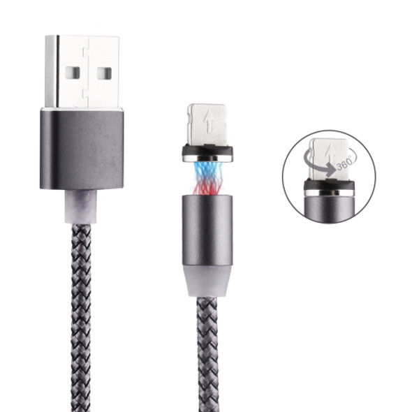 360 Degree Rotation 1m Weave Style 8 Pin to USB 2.0 Strong Magnetic Charger Cable with LED Indicator, For iPhone XR / iPhone XS MAX / iPhone X & XS / iPhone 8 & 8 Plus / iPhone 7 & 7 Plus / iPhone 6 & 6s & 6 Plus & 6s Plus / iPad(Grey)