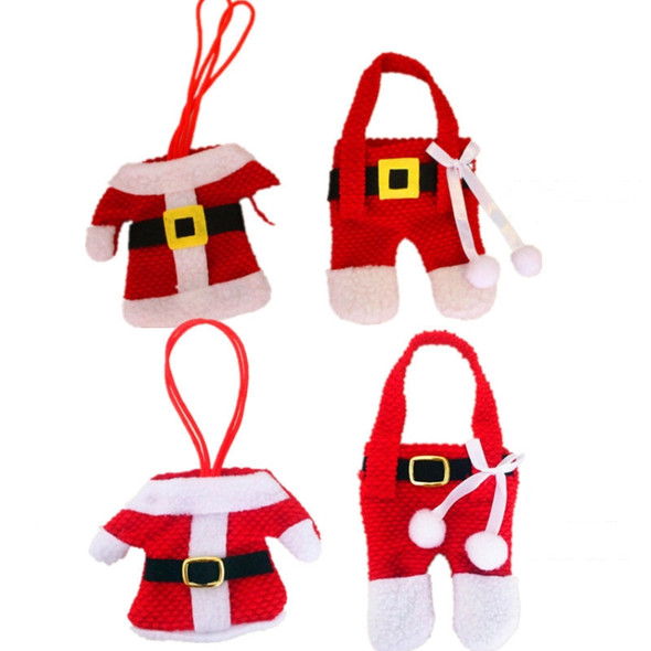 3 Sets Christmas Table Decoration Christmas Knife And Fork Cover Christmas Small Clothes Pants Cutlery Cover(Cloth Button)