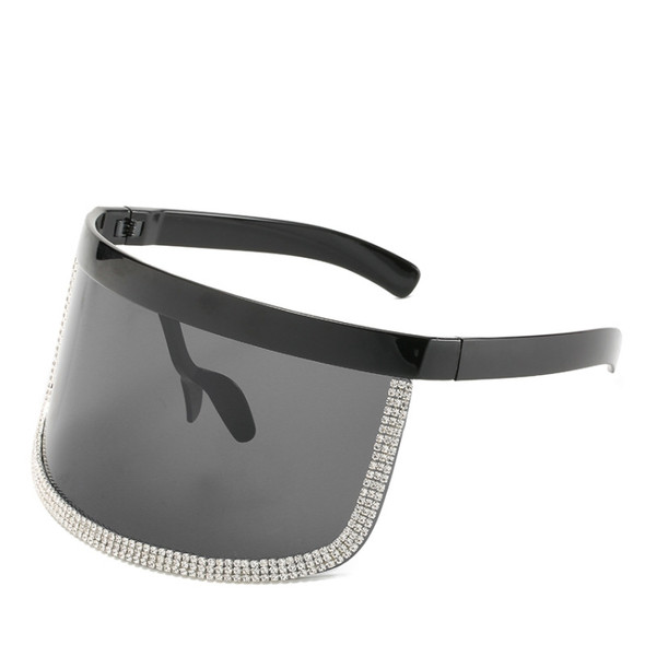 Diamond Anti-peeping Sun Mirror Integrated Anti-foam Sunscreen Mask Glasses(Sand Black Frame)