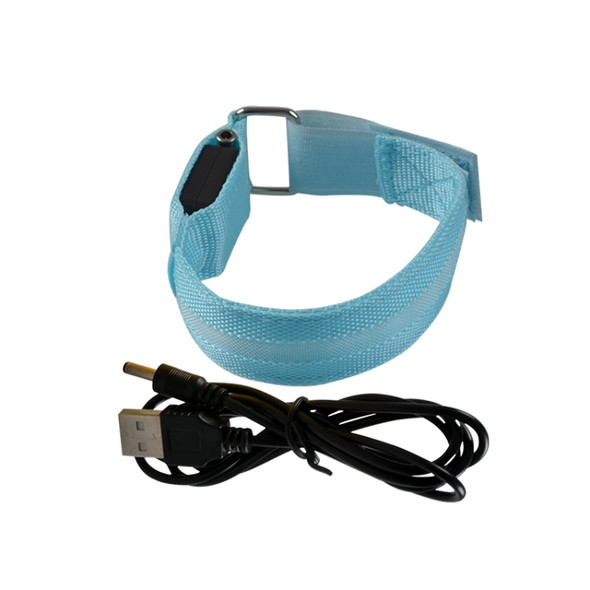 Nylon Night Sports LED Light Armband Light Bracelet, Specification:USB Charging Version(Blue)
