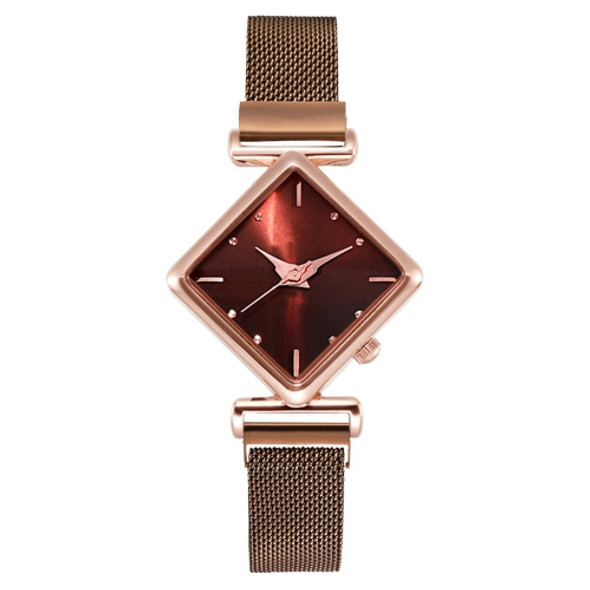 2 PCS Ladies Diamond Dial Quartz Watch, Colour: Brown
