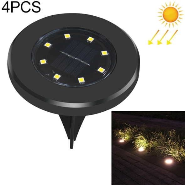 4 PCS 8 LEDs IP65 Waterproof Solar Powered Buried Lamp Garden Villa Garden Lawn Decorative Spotlight(Warm White)