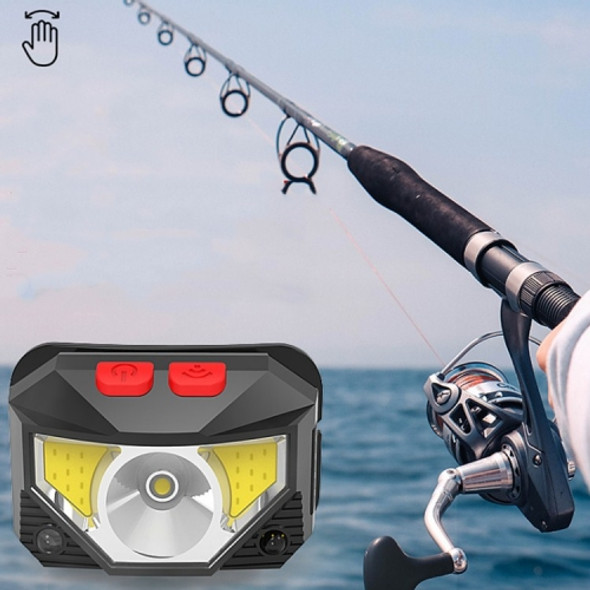 T09-COB LED Glare Headlight Outdoor Lighting USB Charging Sensor Red Light Night Running Mini Fishing Headlight