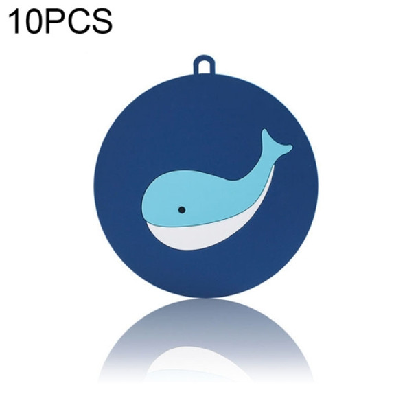 10 PCS Anti-scald and Heat-resistant Placemats Home Waterproof and Oil-proof Table Mats Silicone Coasters, Size:Large, Style:Whale