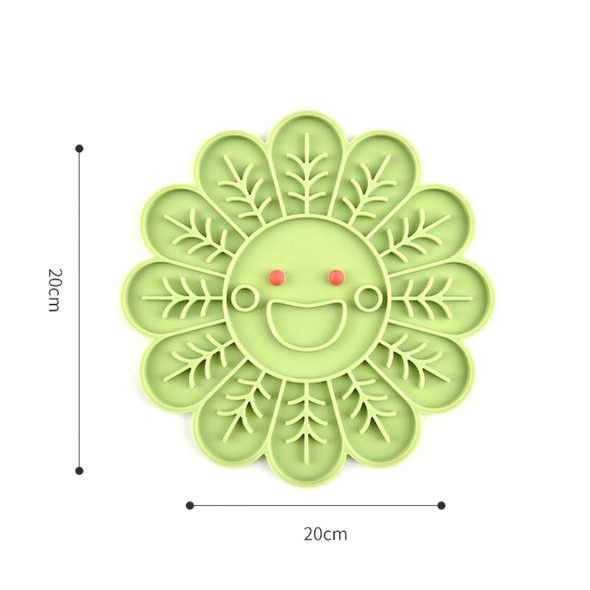 2 PCS Pet Cats and Dogs Silicone Slow Food Mat Anti-choke Bowl, Style:Flower Type(Green)