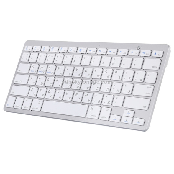 WB-8022 Ultra-thin Wireless Bluetooth Keyboard for iPad, Samsung, Huawei, Xiaomi, Tablet PCs or Smartphones, Russian Keys(Silver)