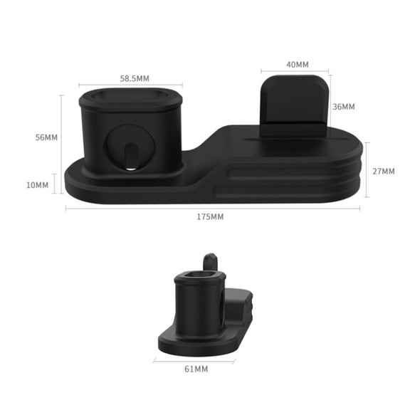 OHA1039 3 in 1 Multifunctional Silicone Mobile Phone Charging Holder Base for iPhone & Apple Watch & AirPods 1 / 2