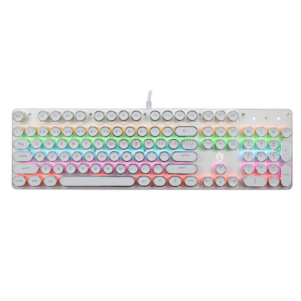 MSEZ HJK900-5 104-keys Electroplated Punk Keycap Colorful Backlit Wired Mechanical Gaming Keyboard(Silver)